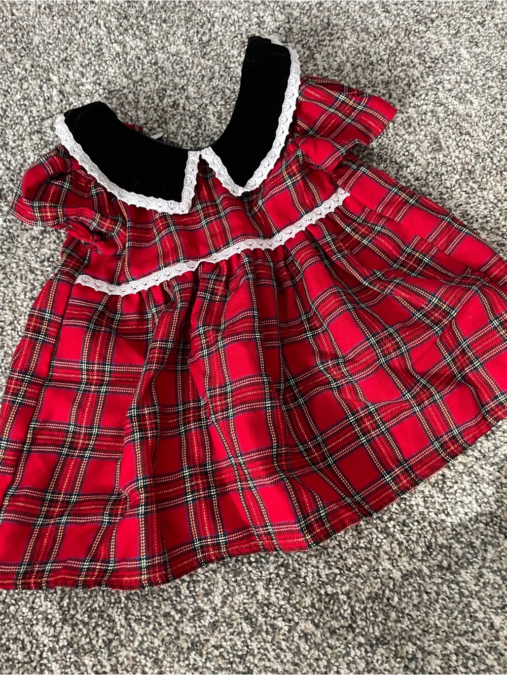 Holiday red dress, jacket, and bonnet VINTAGE